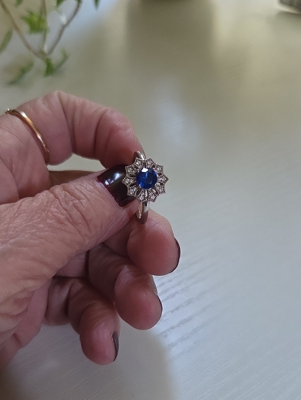 Berricle Sterling Silver Blue Sapphire Floral Halo Ring - Womens Jewelry